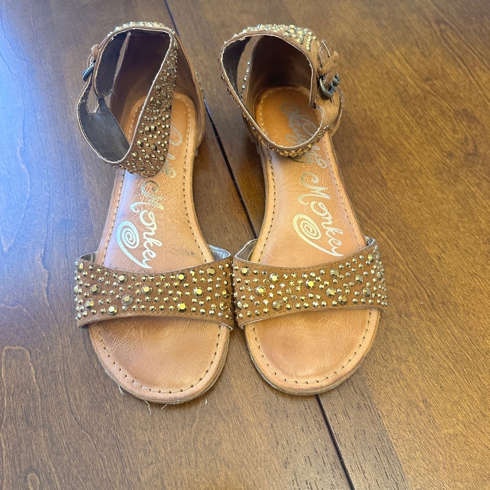 Naughty Monkey Brown Sandals with Gold Accents